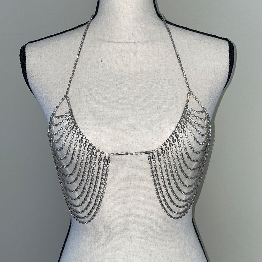 NAKED WARDROBE Undershirt rhinestone bralette.